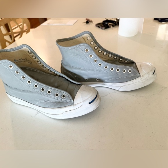 Converse Jack Purcell High OX GRAY Leather Sneakers Unisex Men's 7/ Women's 8.5 - Picture 2 of 9